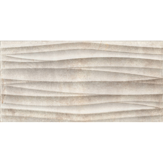 Kalina Olas Beige 25x50 ματ πλακάκι τοίχου με ανάγλυφα κύματα